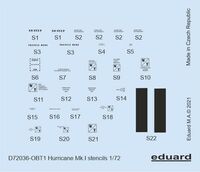 Hurricane Mk.I stencils ARMA HOBBY/REVELL/AIRFIX - Image 1