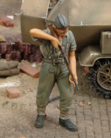 German soldier cleaning rifle-WWII